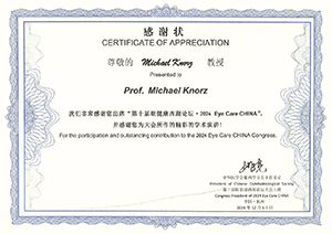 Prof. Dr. Michael Knorz Appreciation Certificate China