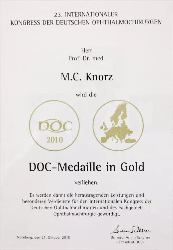 DOC Goldmedaille 2011 für Prof. Dr. Michael Knorz